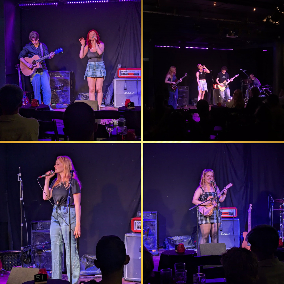 Bands performing at a music event